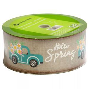 Member's Mark Premium Wired Ribbon 50 Yards 2.5in Width, Hello Spring